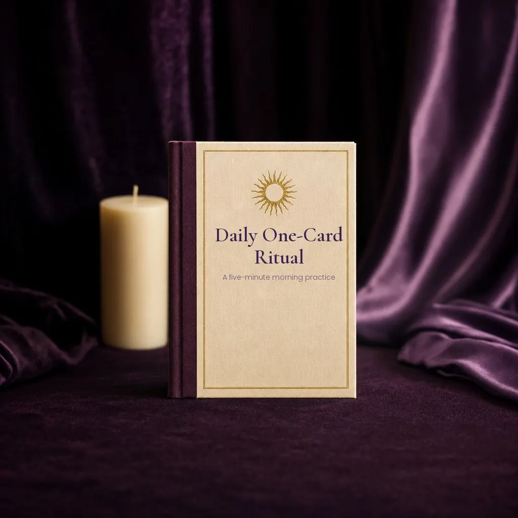 Daily One-Card Ritual, a small cream hardcover guide