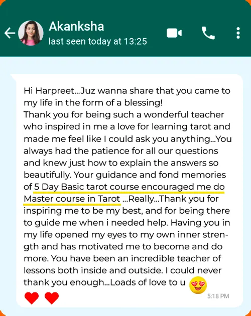 Message from Akanksha to Harpreet